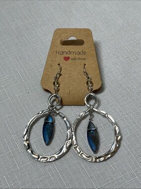 New Handmade Silver-tone Hoop Earrings with Blue Pendant
Dangle
Costume